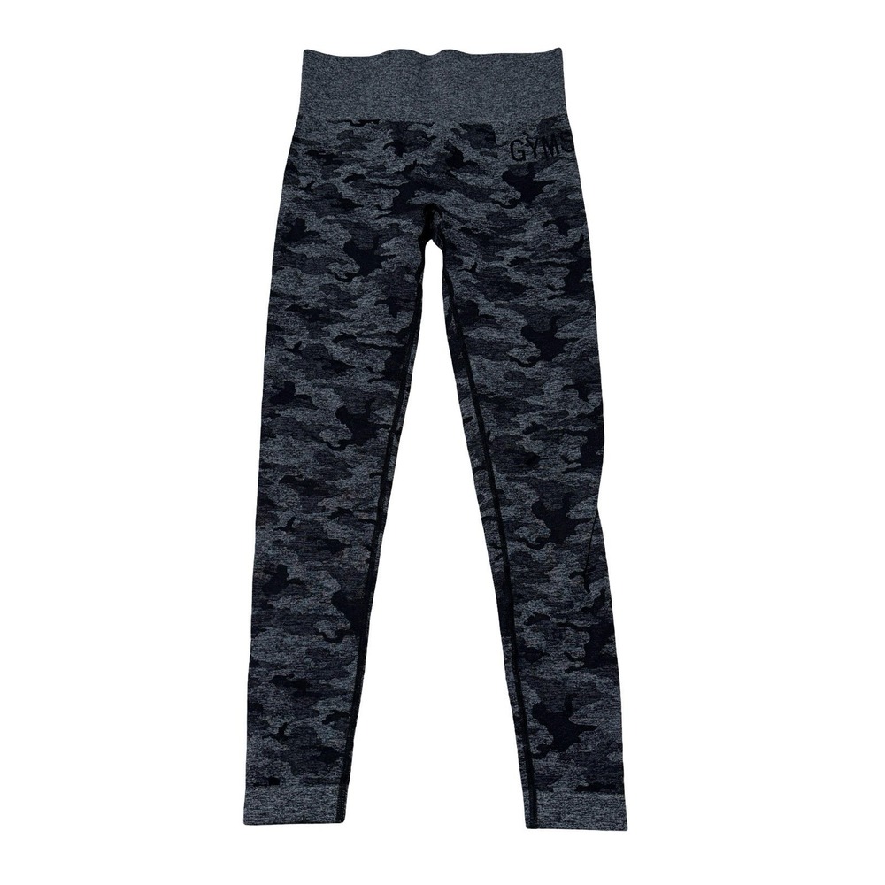 Gymshark Women's Black Camo Seamless High Waisted‎ Leggings Size Small 24x25